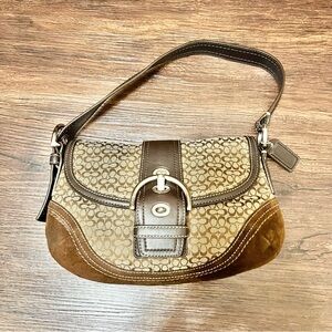Coach Mini Soho Brown and Tan Signature Shoulder Bag